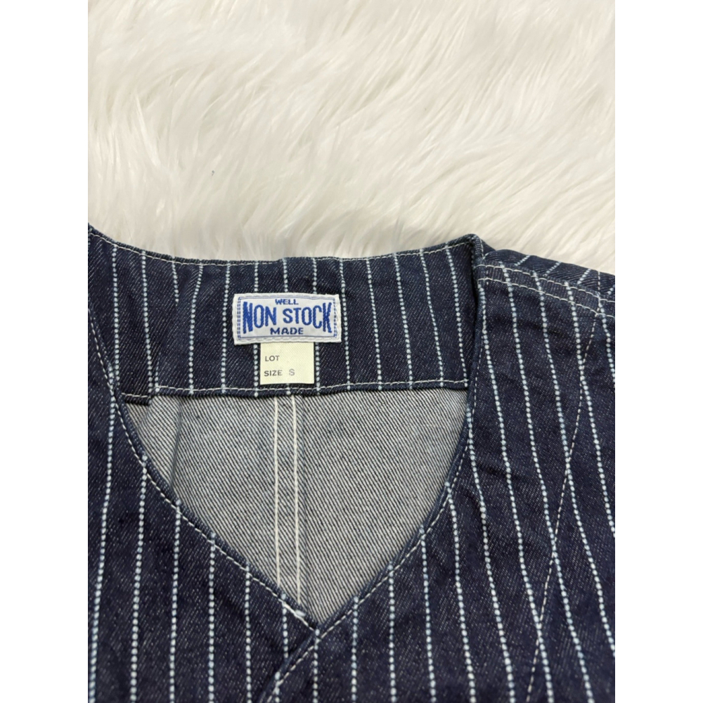 Non Stock Retro Amekaji Men's Wabash Stripe Vest Railroad Work Denim Waistcoats - Picture 13 of 16